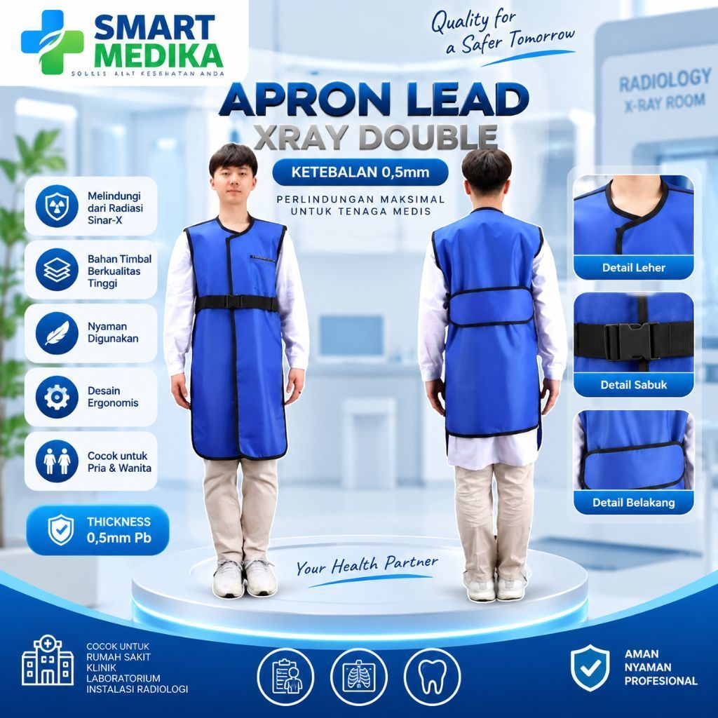 APRON LEAD PROTECTIVE XRAY DOUBLE 0,5mm / APRON DOUBLE PELINDUNG RADIASI SINAR XRAY