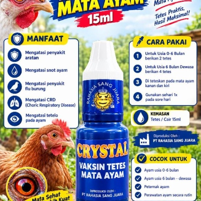 (VM21) Tetes Mata Ayam CRYSTAL 15ml | Mata Ayam Snot & Perawatan Ayam