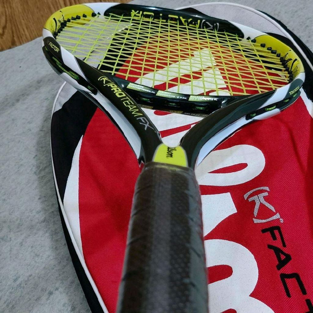 Raket Tenis Bekas Mulus Wilson K Factor Pro Team Fx Original Senar Stabilo Ada Tas Siap Pakai
