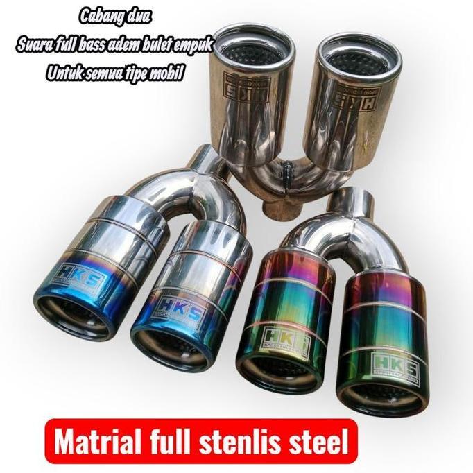 KNALPOT MOBIL RACING HKS CABANG DUA SUARA BASS UNTUK SEMUA JENIS MOBIL FULL STENLIS Sporty
