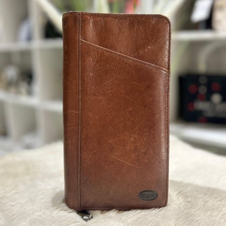 PRELOVED F*OSSIL ESTATE MULTI PASSPORT CASE BROWN