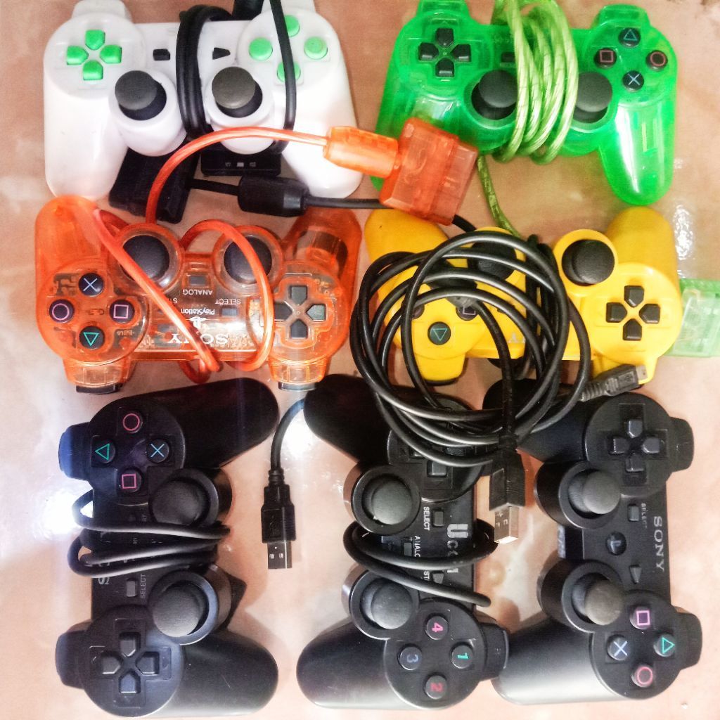 stik ps2 murah stick ps3 dan usb wireless ps1 gamepad original ori mesin-tw-op campur hitam warna wa