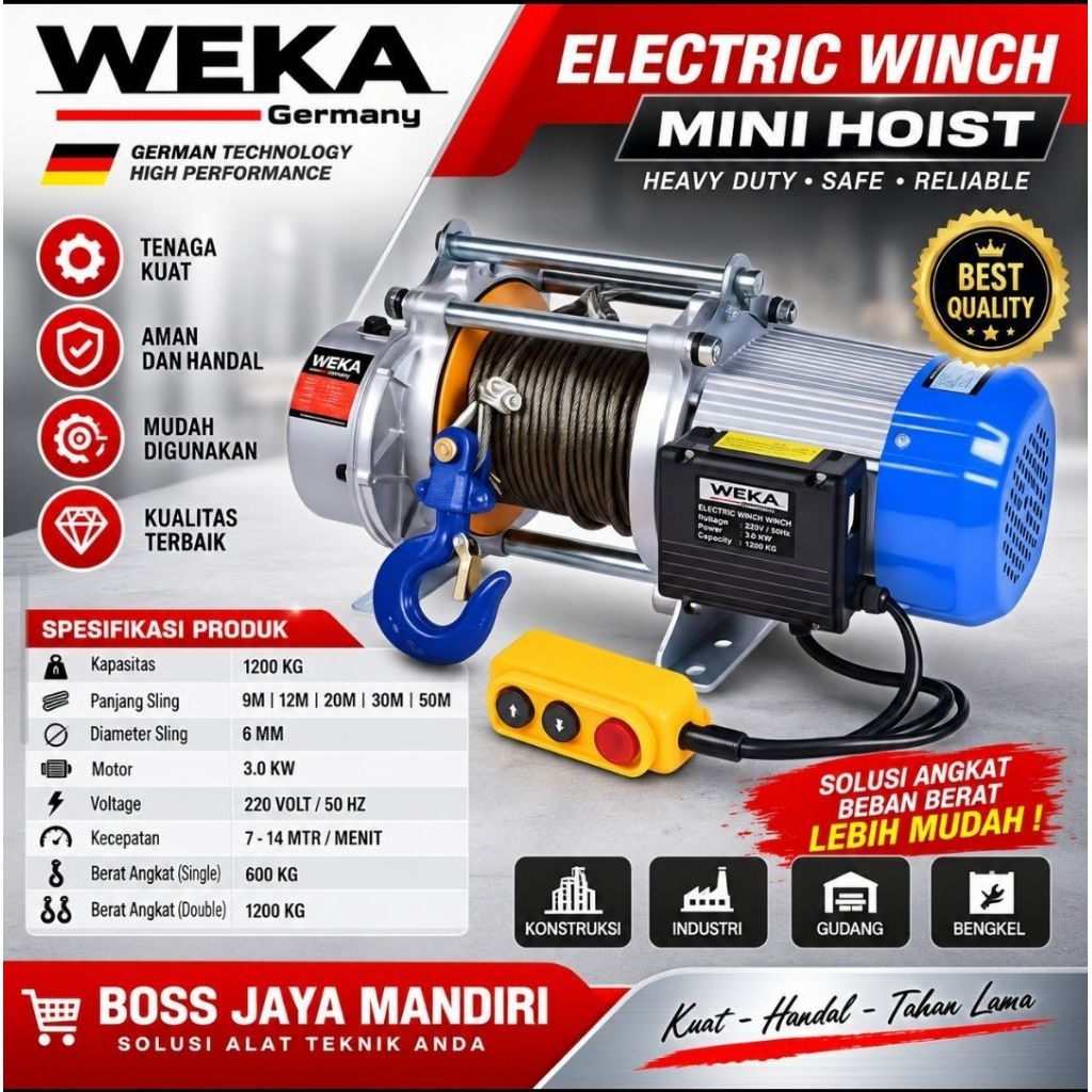 ELECTRIC WINCH HOIST 1.2 TON X 12 METER WEKA GERMANY