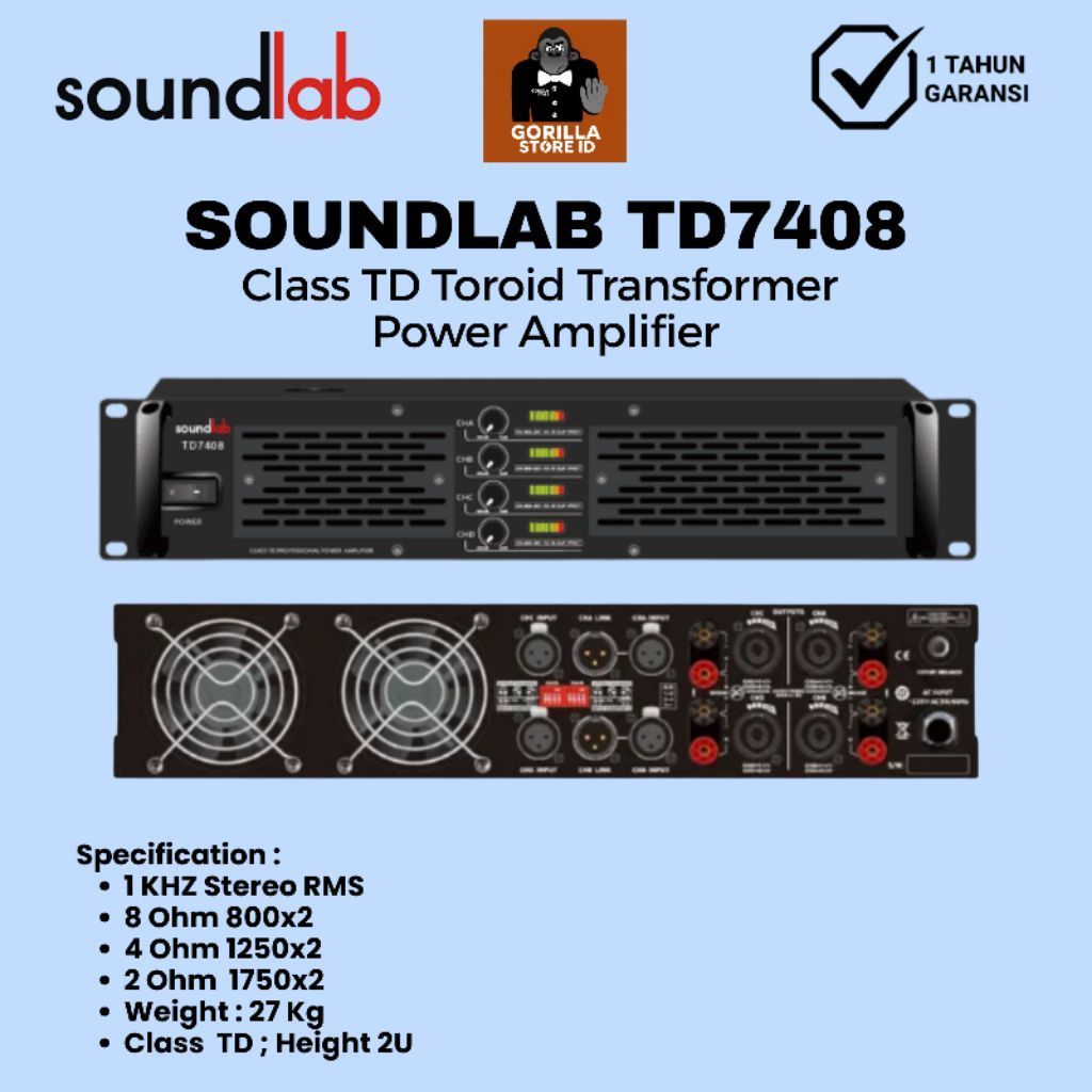 Power Amplifier Soundlab TD7408