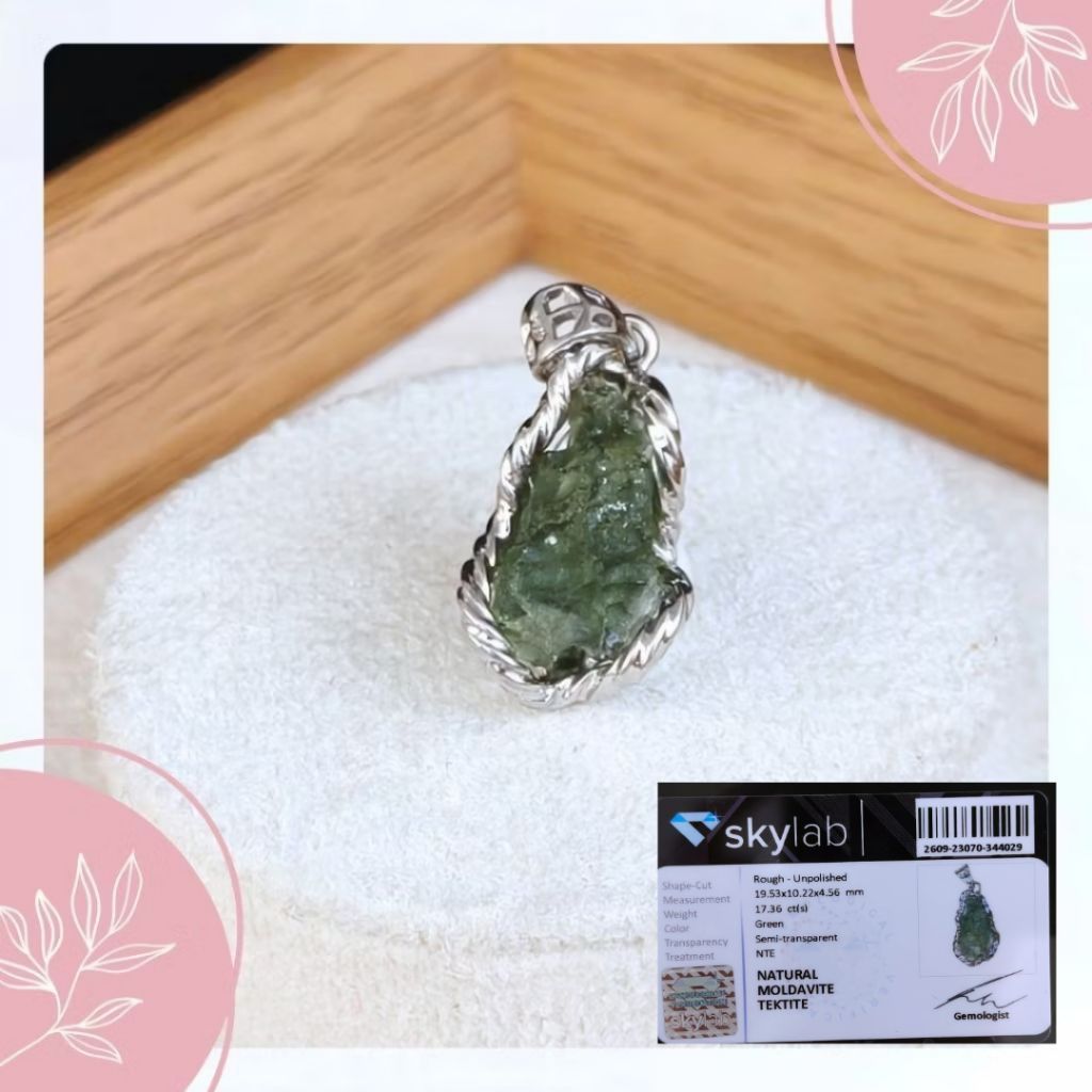 Spacer Charm Batu Alam Meteorite Asli (Moldavite, Aletai, Pallasite) DIY Gelang