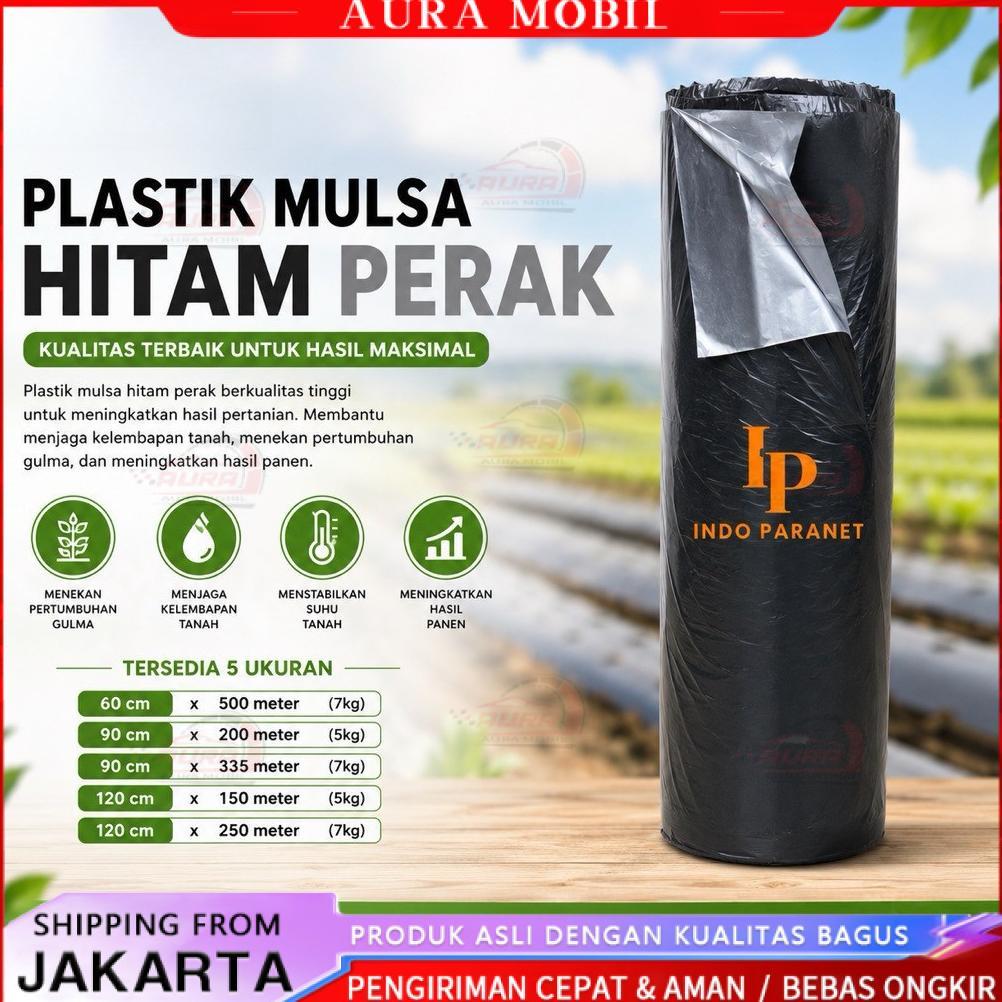 PLASTIK MULSA HITAM PERAK | 60cm 90cm 120cm | 1 ROLL TANAM CABAI MELON TOMAT -Aura Mobil