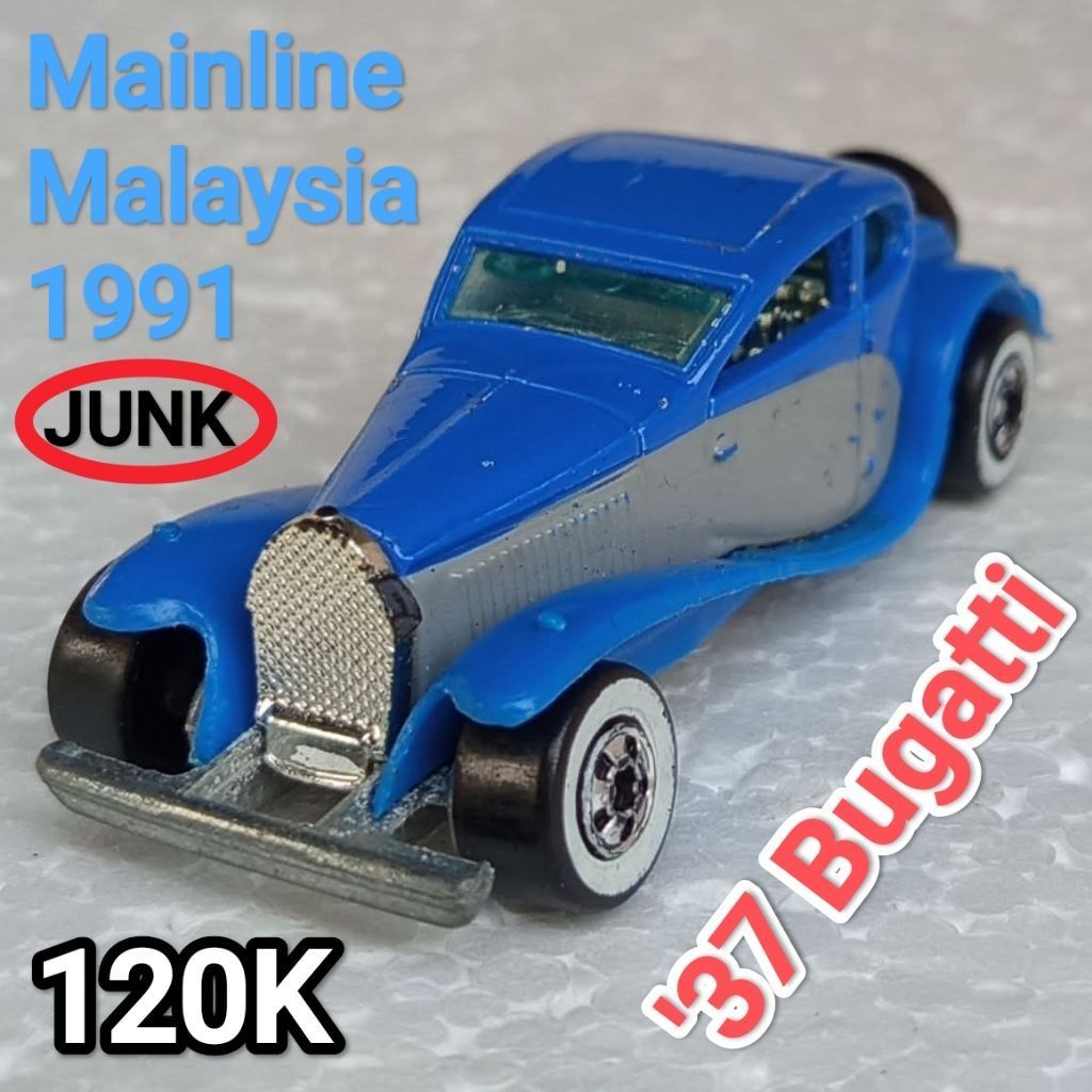 Diecast Vintage Hot Wheels 37 Bugatti ban Whitewall Loose