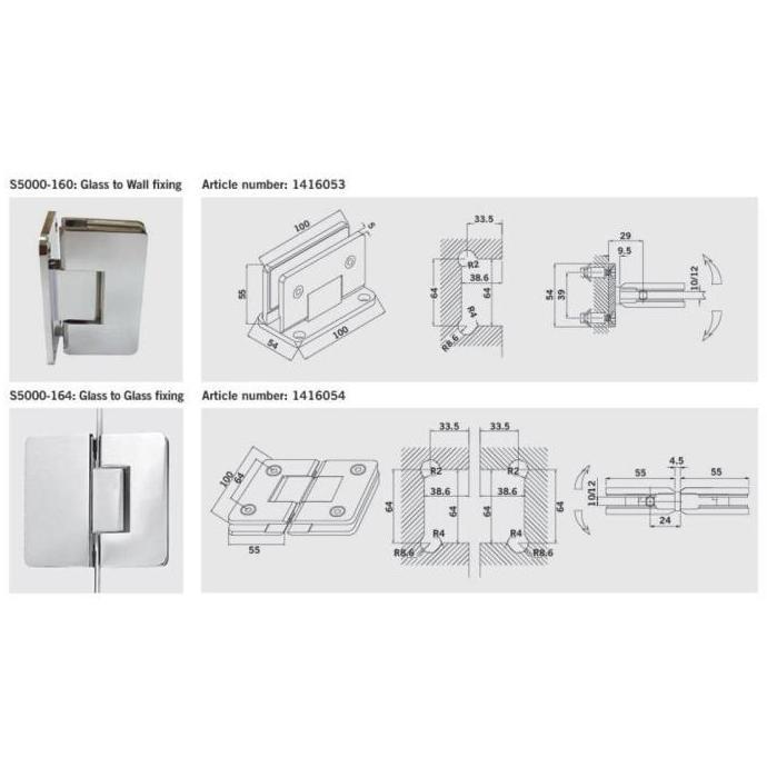 Ready Shower Hinge Dorma S5000 - 160 Glass To Wall Engsel Pintu Shower