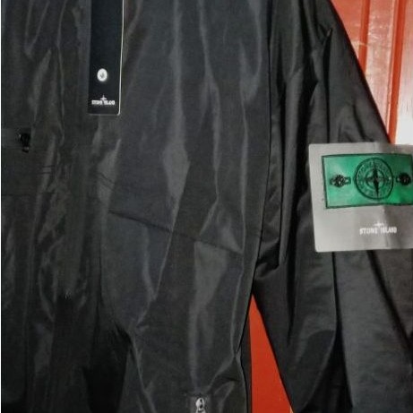 Stone Island Jaket Parasut Hitam Pria Keren Original 100% Waterproof Full Tag Size M Jaket Pria Kere