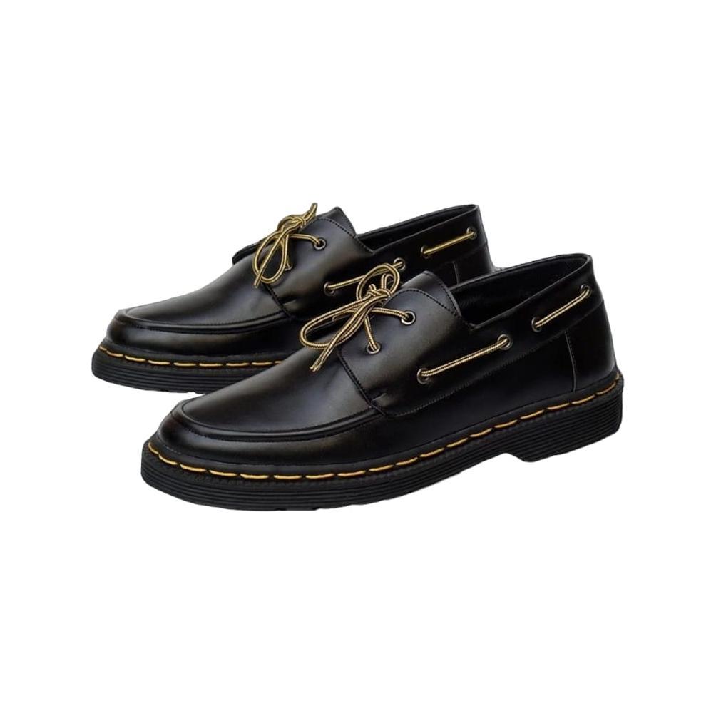 Riana Sepatu docmart Pria Loafers Pantofel Formal Hitam Tali