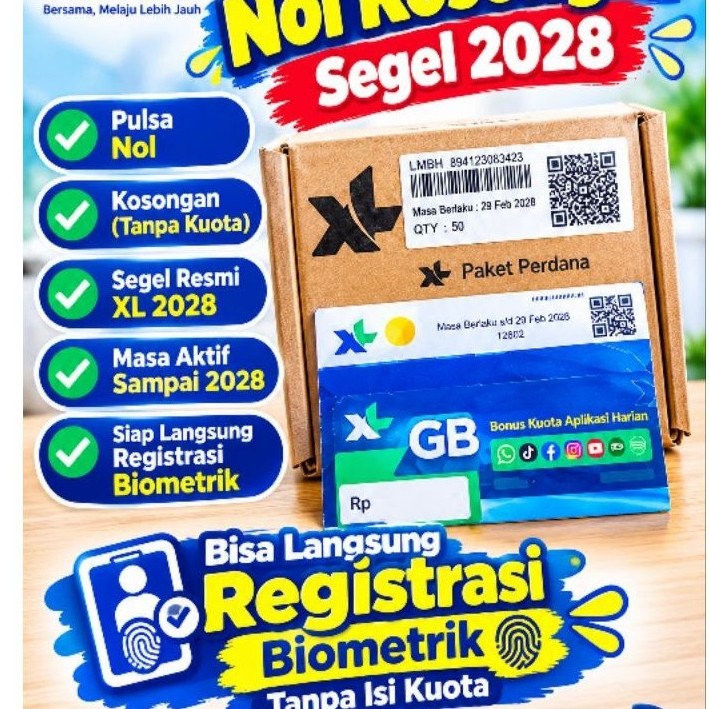 kartu perdana XL 0K pulsa NOL segel 2028 bisa langsung registrasi tanpa isi kuota
