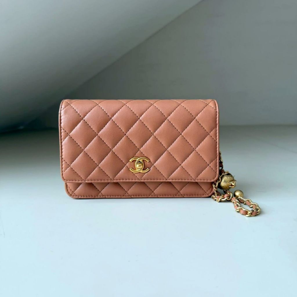 Chanel Classic WOC Dark Beige / Caramel With Pearl Crush GHW