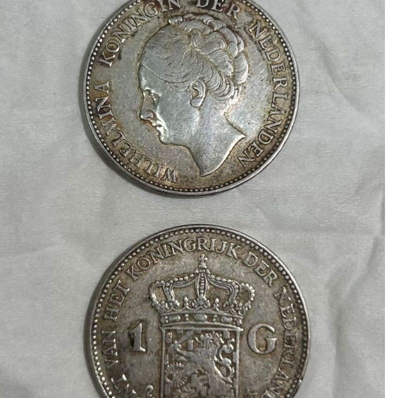 Koin Perak Wilhelmina 1 Gulden Asli Original