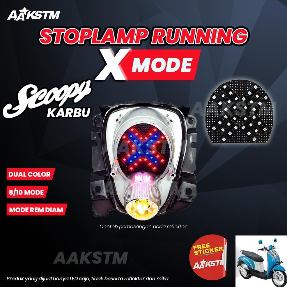 Lampu Rem Running X Mode Scoopy Karbu LED 8 10 Mode Running Lampu Belakang Modifikasi Motor