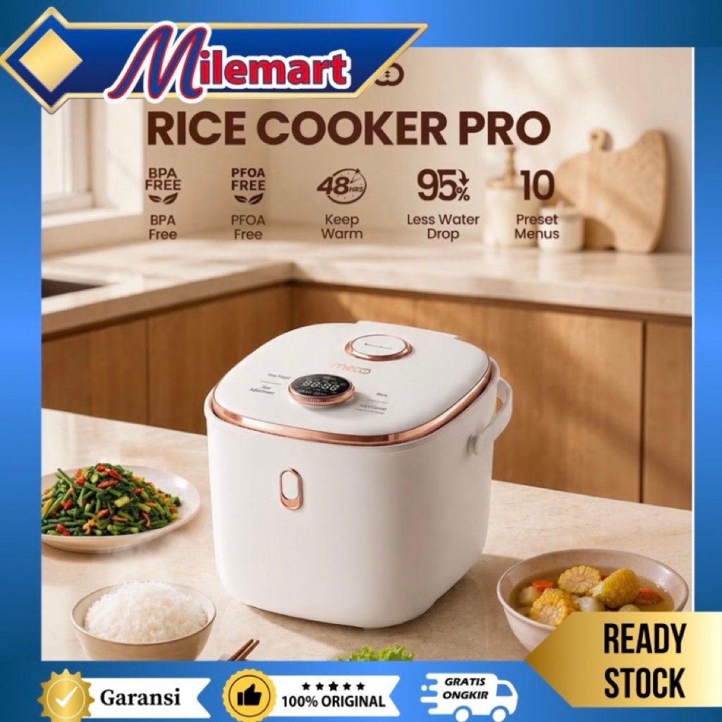 MECOO Most Aesthetic Rice Cooker Pro UltraWarmth 48H 1.8L 480 Low Watt BPA Free Low Carbo Low Sugar