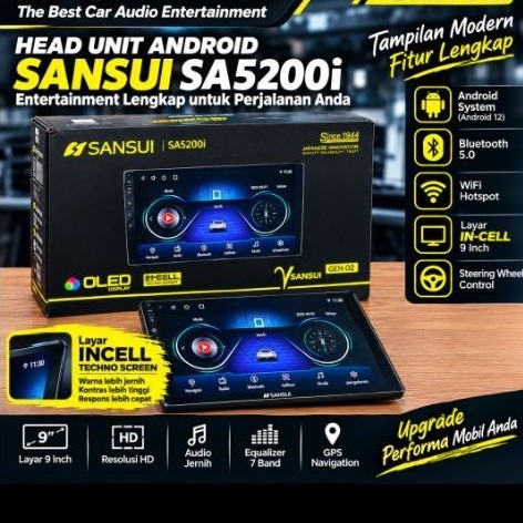 Head Unit Android Sansui Layar OLED Incell 9 Android Sansui 9inch RAM 2 32