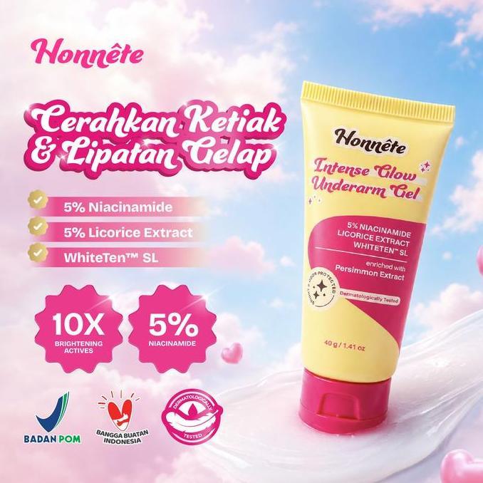 [EXCLUSIVE LIVE] Honnete Intense Glow Underarm Gel Mencerahkan Ketiak & Area Gelap 5% Niacinamide - 