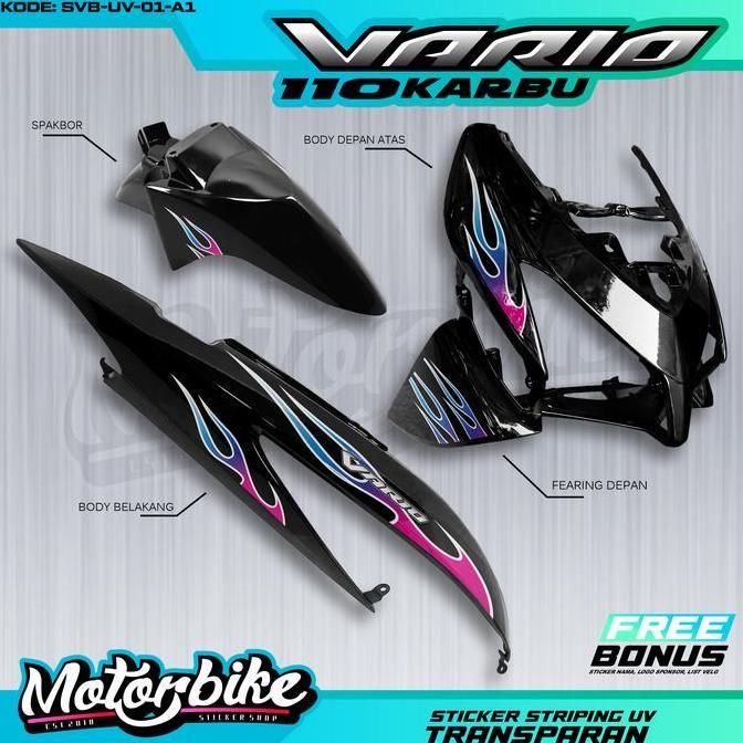 PREMIUM STIKER STRIPING UV TRANSPARAN VARIO 110 KARBU MOTIF API  - STIKER UV TRANSPARAN MODEL CUSTOM
