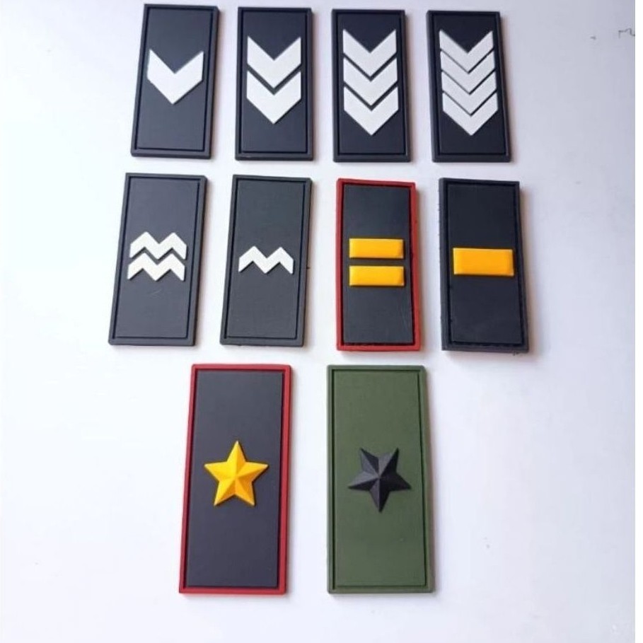 patch rubber pangkat kerah 1 set TNI Polisi emblem karet velcro