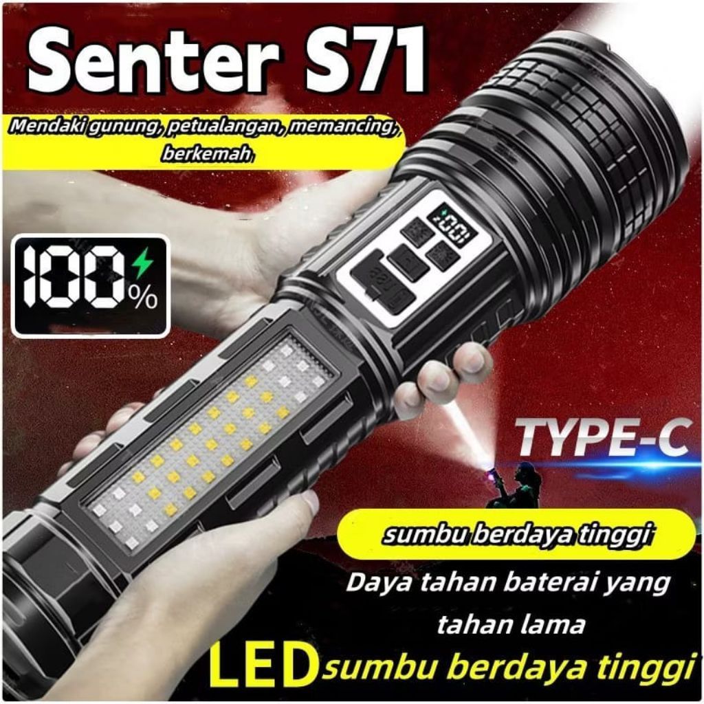 S71 Senter LED Super Terang 100000 Lumens Tahan Air