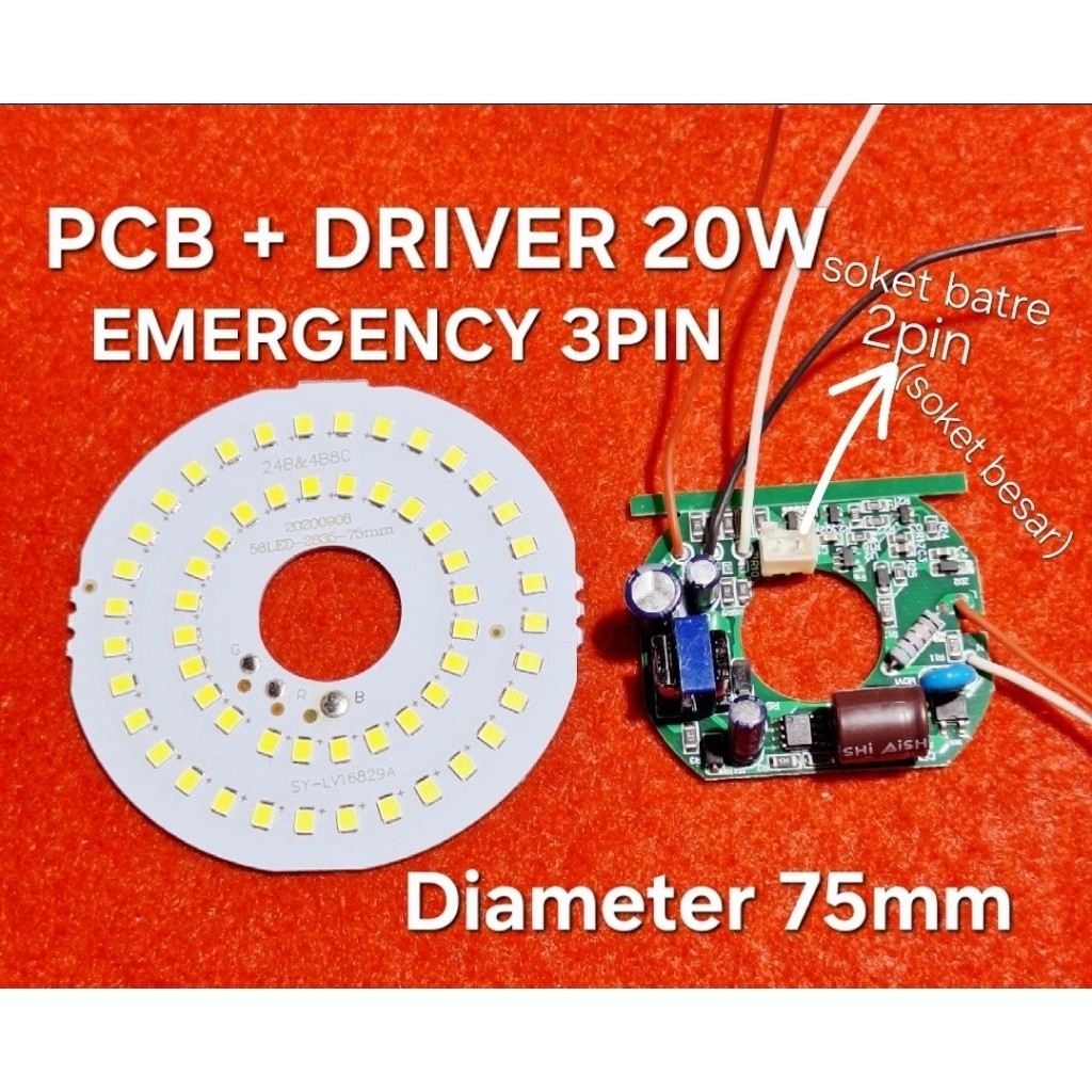 PCB LED EMERGENCY + DRIVER 12 18 20 WATT (3pin dan 4Pin)