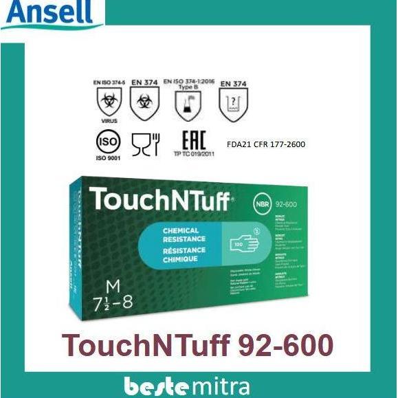 Grosir Sarung Tangan Karet Nitril Ansell 92-600 Touchntuff 10 Box