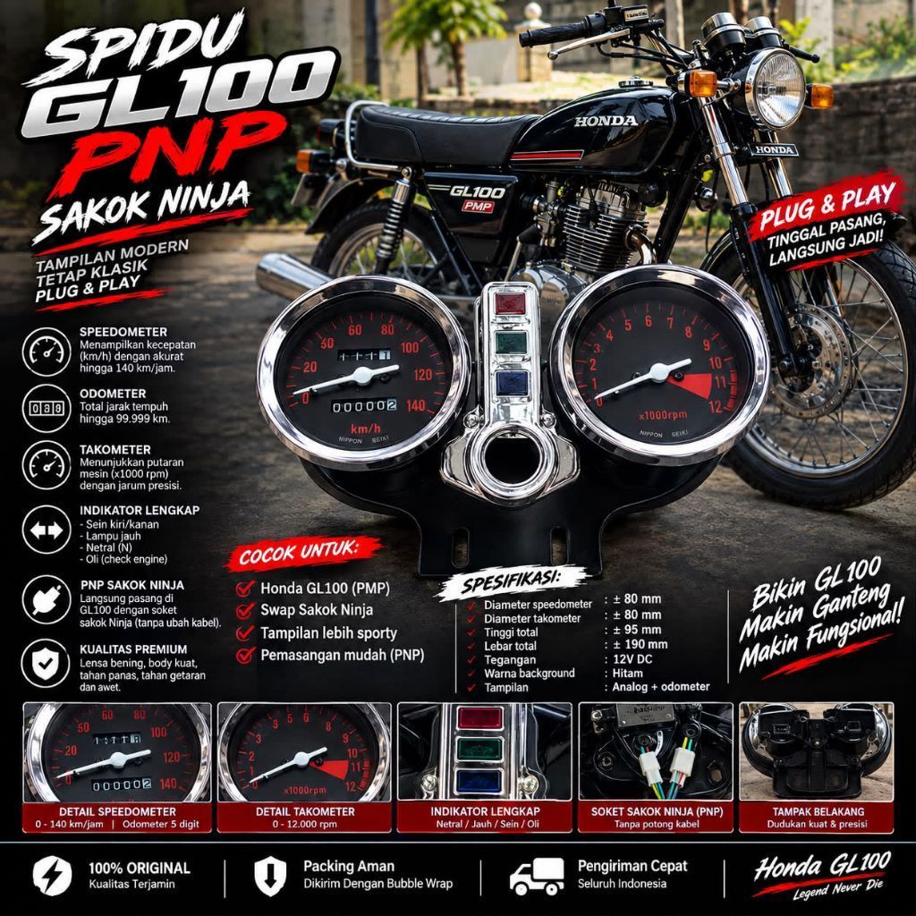 SPIDOMETER GL 100 PNP SKOK SKOK DEPAN NINJA