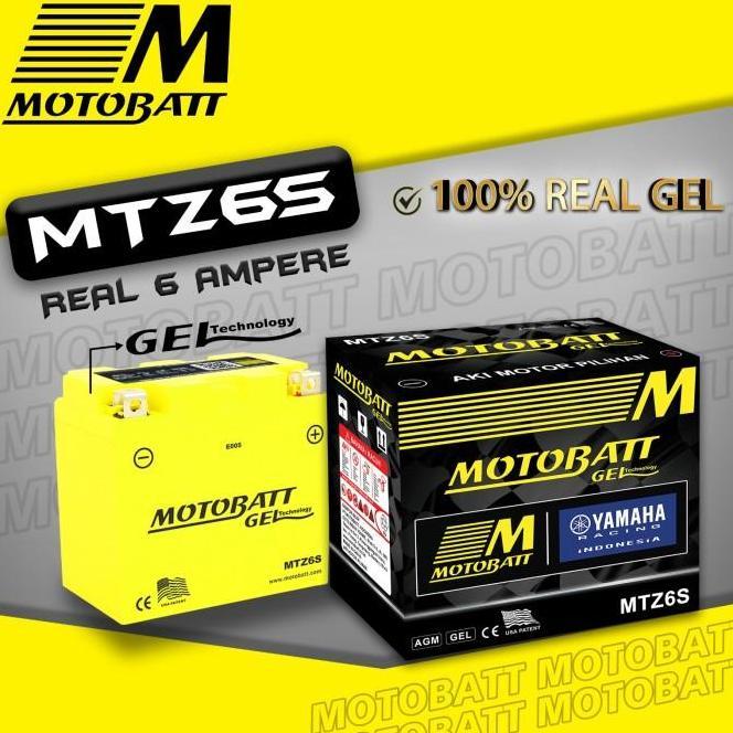Mott Aki Kering Gel Mtz6S Honda Vario 125 150 160 El Mtz6S Voltase 12V Kapasitas 6Ah Cca 18C Dimensi