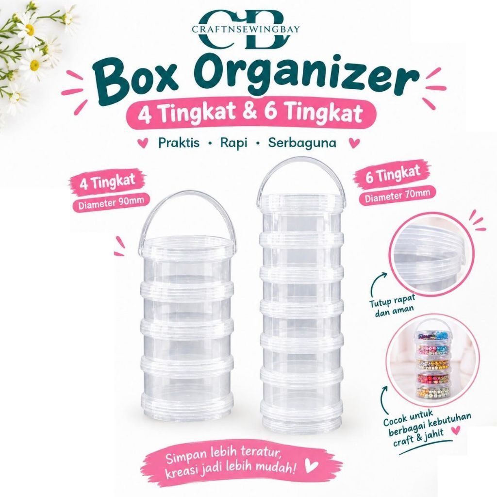 Box Organizer Rantang/ Box Bulat Gunindo 4/6 tingkat