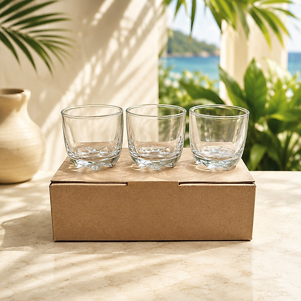 PG02 Set 6 Pcs Gelas Sloki Kaca Tebal Bening - Gelas Kopi Espresso Shot Glass Mini Mewah