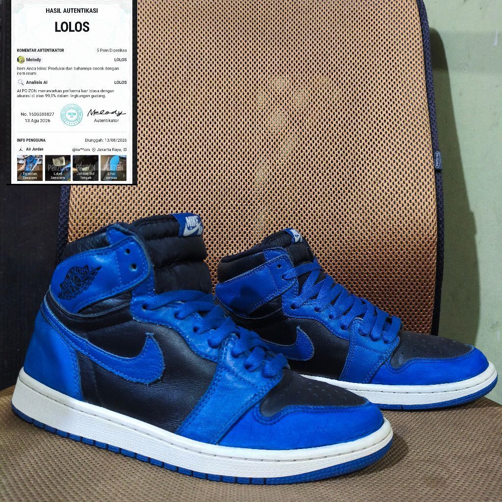 Preloved Sepatu Jordan 1 Retro High OG Dark Marina Blue Second Authentic 100%