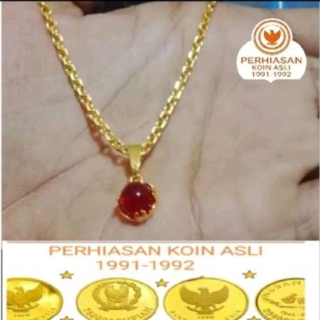 Luxtitan Koleksi Titanium kalong koin asli liontin permata merah delima Terlaris
