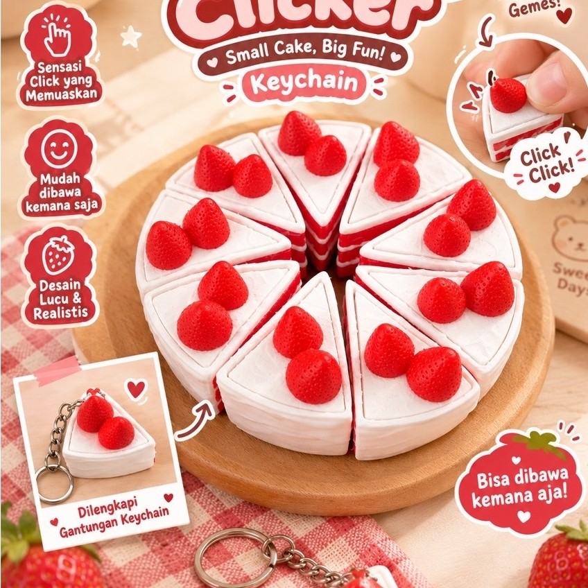 Red Velvet Cake Clicker/ Keychain Red Velvet Cake Clicker