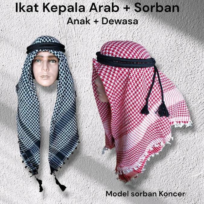 DI152 - Sorban Igal Ikat Kepala Arab Koncer untuk Anak sampai Dewasa Hitam Putih Navy Variasi Jilbab