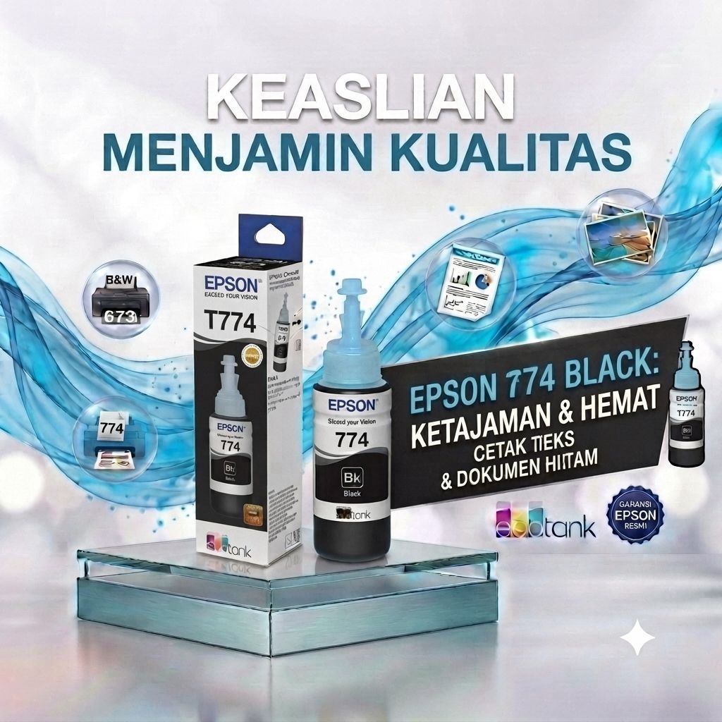 Tinta Epson 774 Black Original Untuk printer Epson dengan type : Epson M100 dan Epson M200