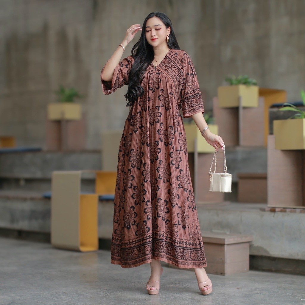 BILQIS DRES Bahan Rayon Busui Friendly Resleting Depan