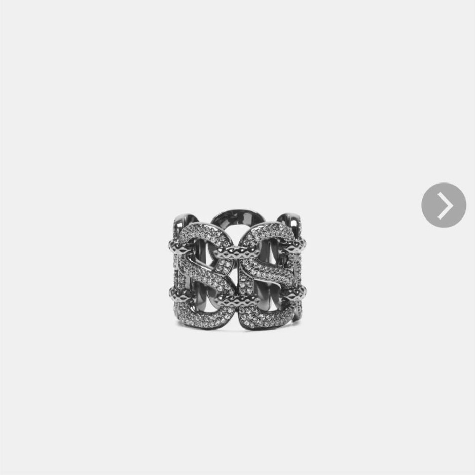 AS IS DEUX CRYSTAL RING BROOCH HEMATITE