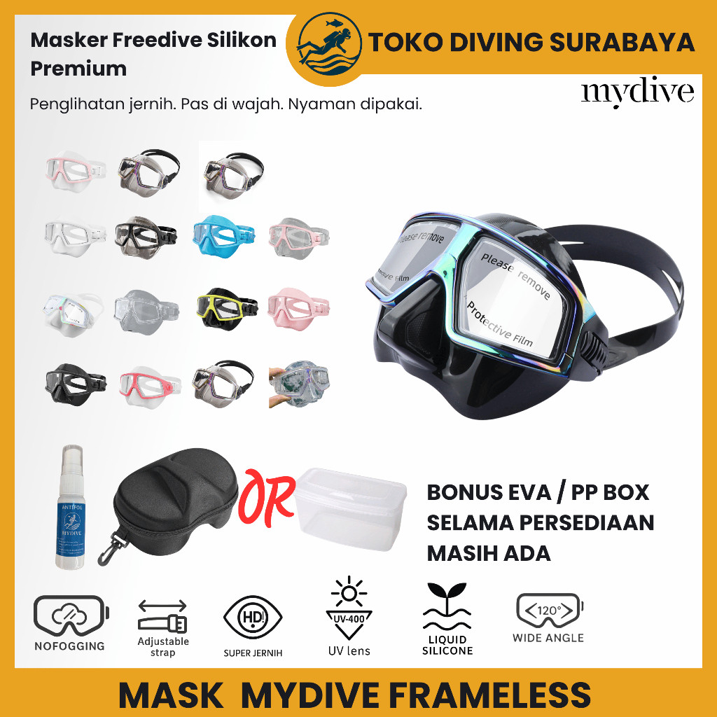 Masker Low Volume Freedive Mydive SPHERO Freedive Apnea Sphero Mydive Low Volume Selam Sphero Aqualu