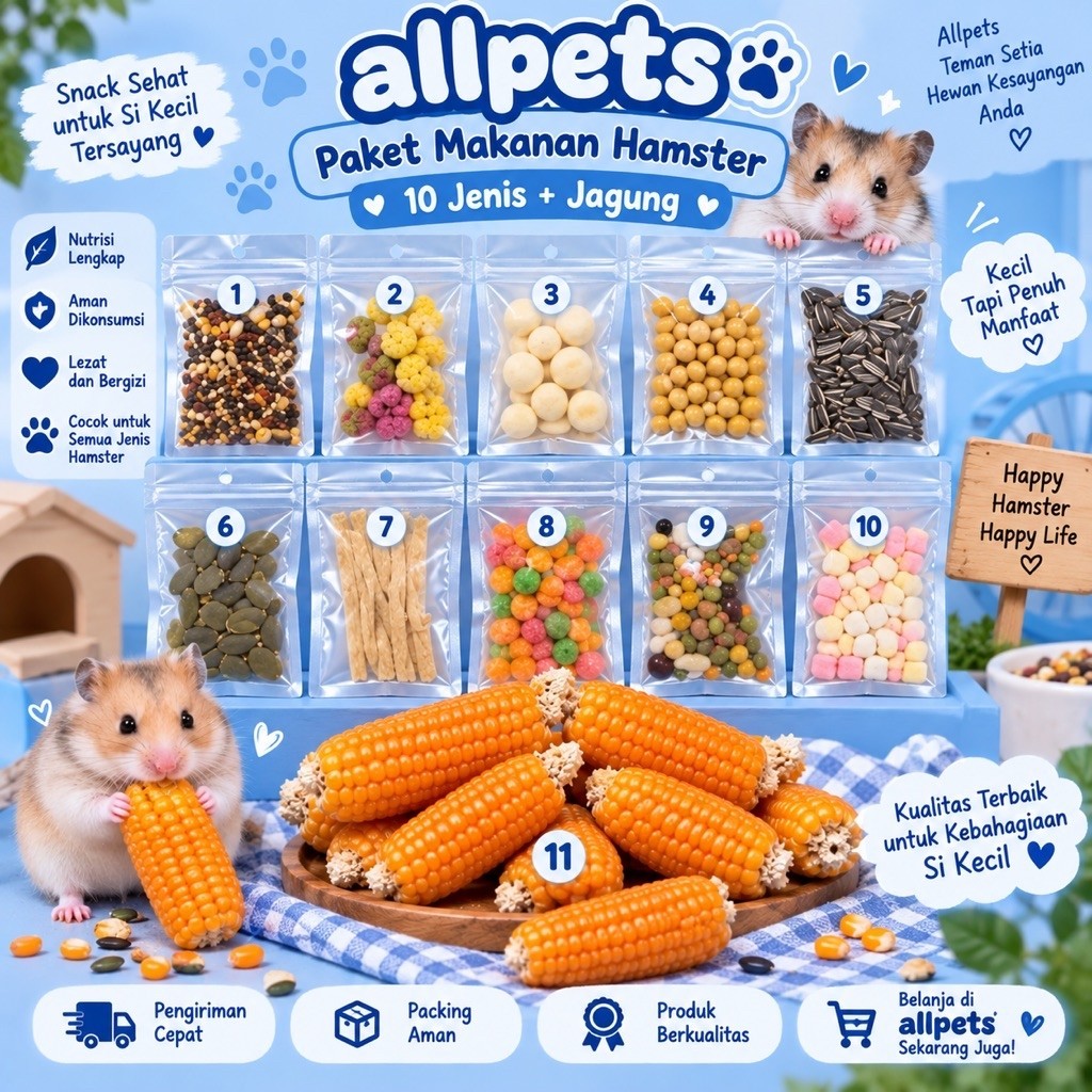 Makanan Hamster 10 Jenis + Jagung Kering Utuh