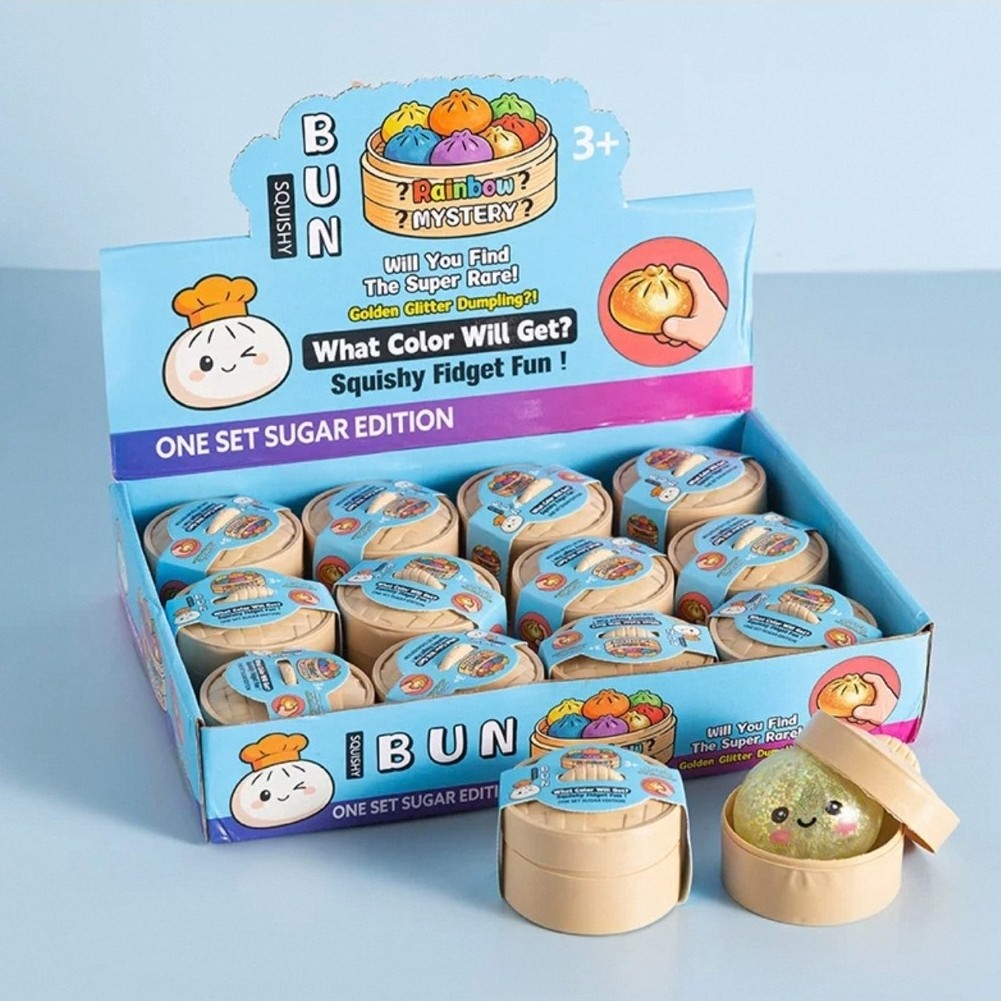RAINBOW DIMSUM GLITTER MYSTERY SQUISHY/BUN SQUISHY/BLIND BOX SQUISHY