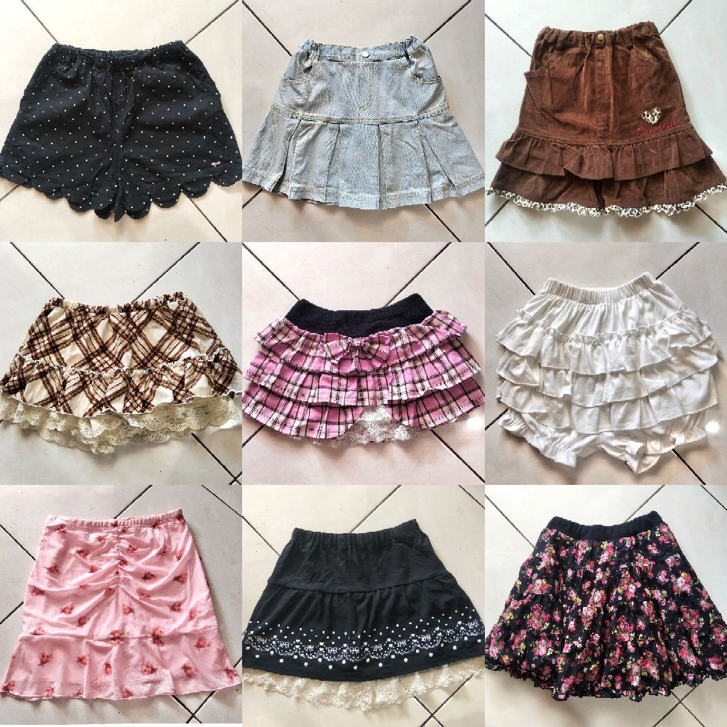 Rokcel rok mini skirt skort putih renda lace umpak kotak gingham tartan tutu pink baby yellow celpen