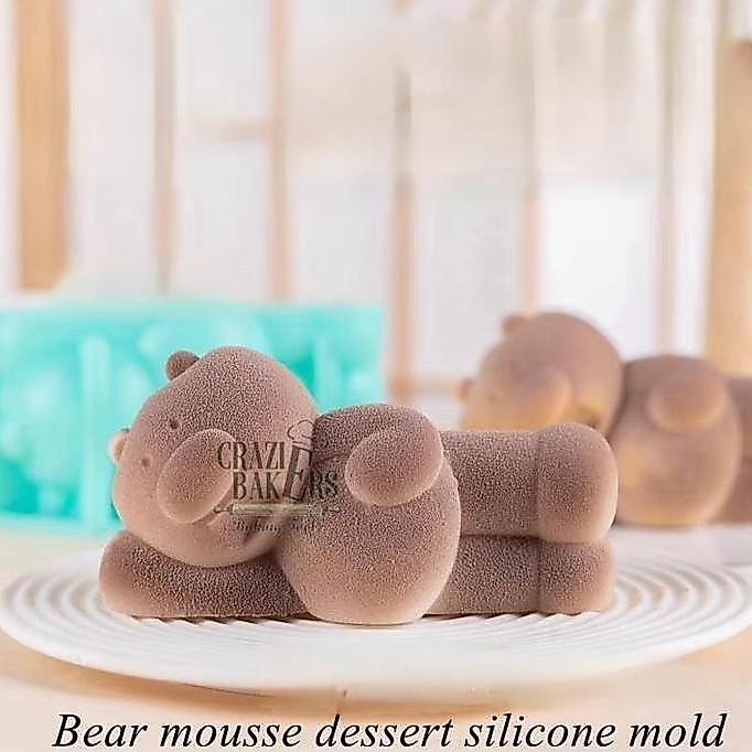 Cetakan Silikon Pudding Mousse Lying Bear - Bear Donut  - Gymnastic Bear 3D Mold Co
