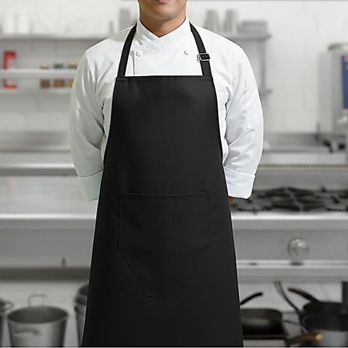 Promo Celemek Cheff-Celemek Kain Premium-Celemek Kattun Drill -Celemek Dewasa-Hitam Polos-Celemek