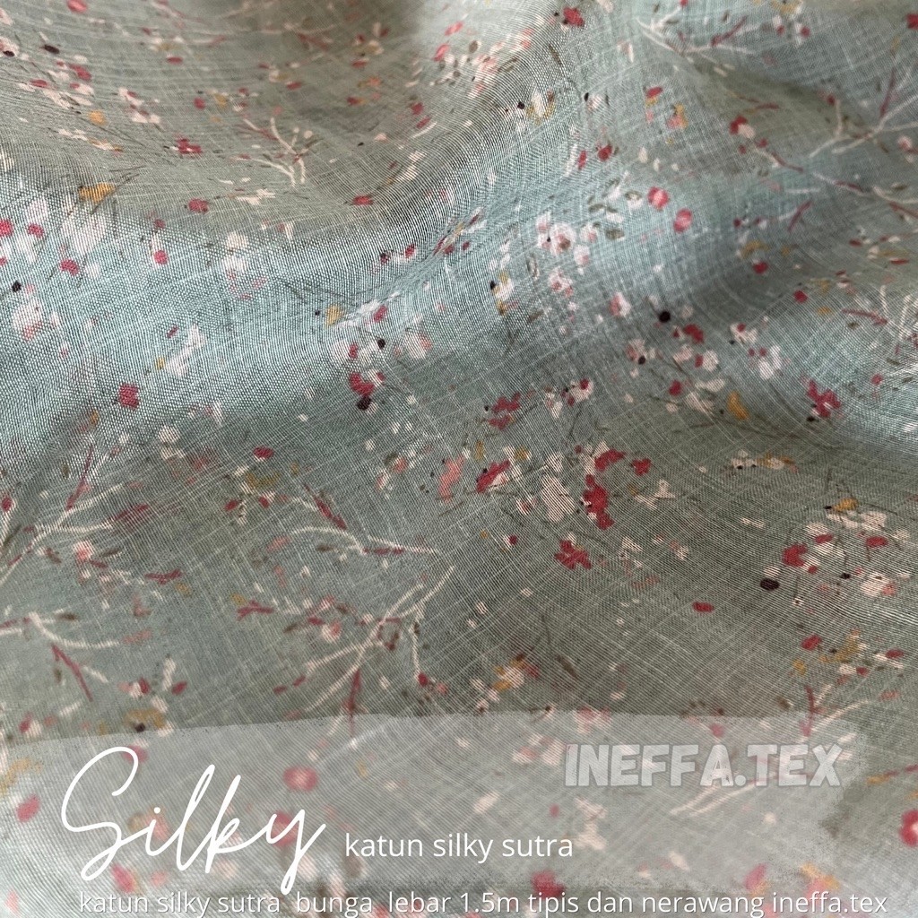 kain katun silky motif/kain silky sutra/kain silky sutra/kain motif cantik/kain motif bunga
