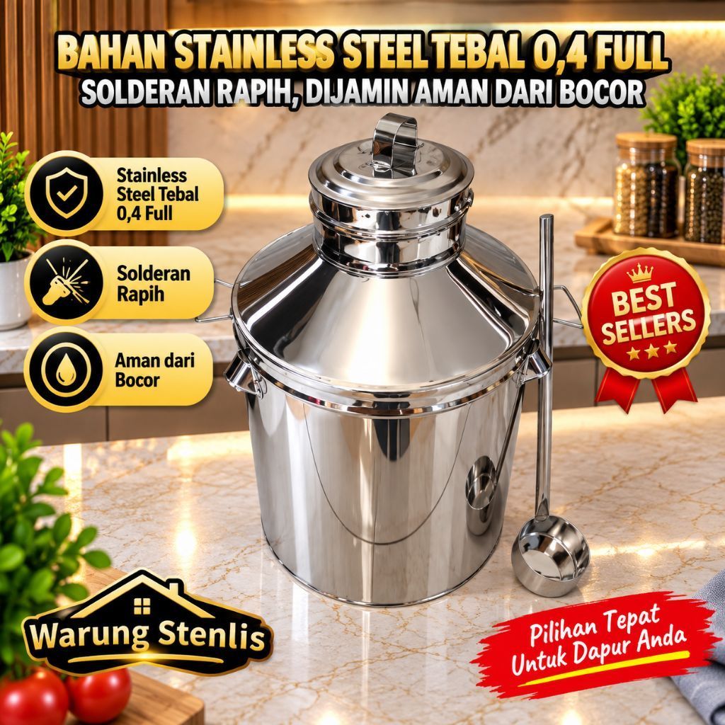 Dandang Bajigur Bandrek Susu Jahe Stainless Tebal 0,4cm