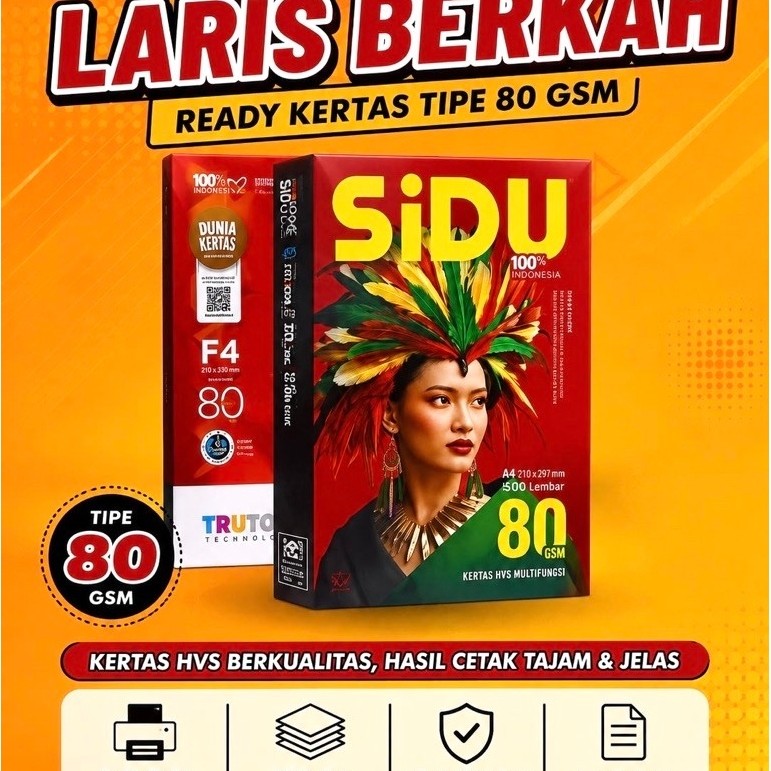 Kertas HVS A4 80 Gram Sinar Dunia SIDU / HVS A4 SIDU 80 GRAM