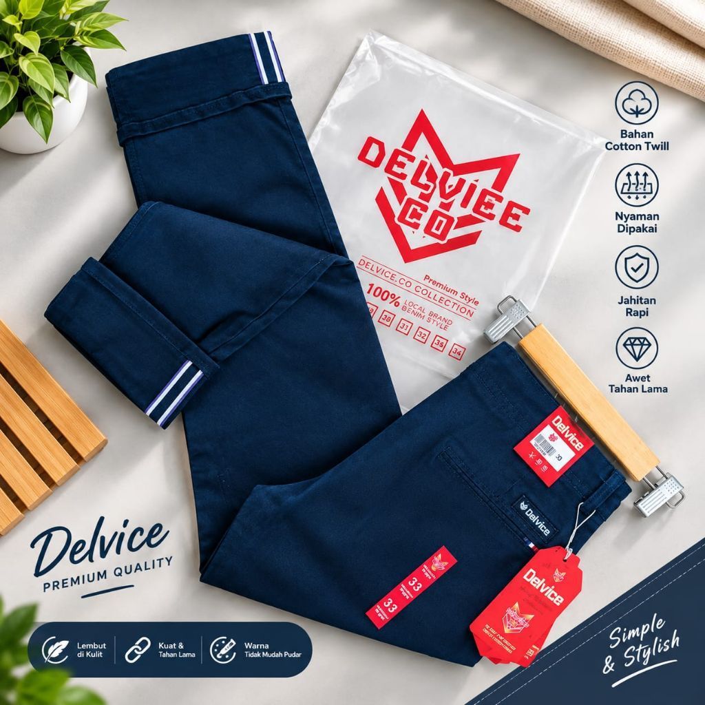 Pria Chino Slim Celana Pria Chino Slim Fit Panjang Pria Kerja Kantor Santai Liburan Cowok Selvedge D