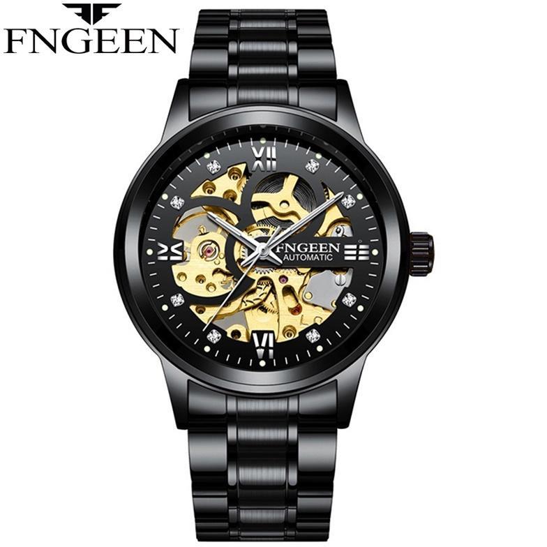 FNGEEN 6018 Mekanik Otomatis Jam Tangan Pria Luxury Stainless Steel Original Anti Air Automatic Watc