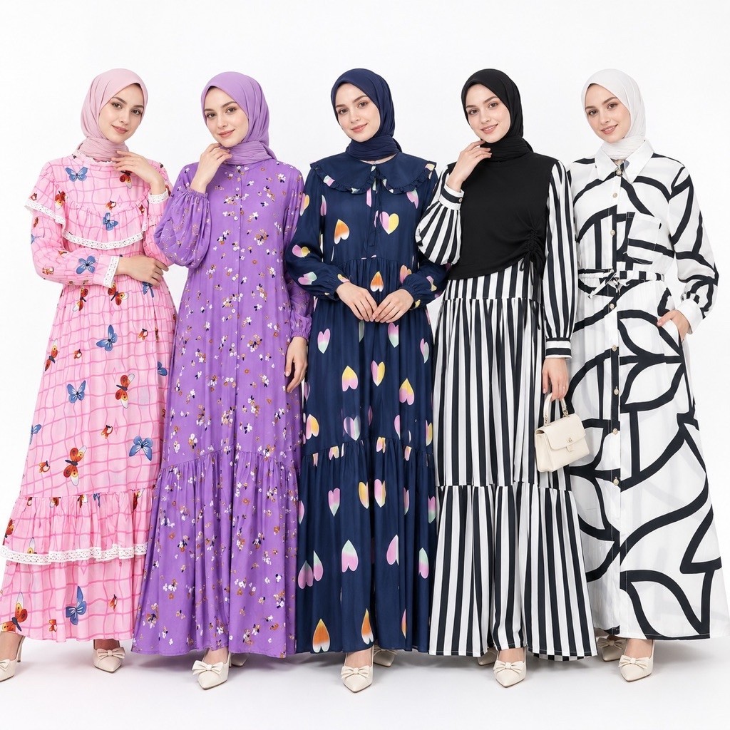 Hamidah gamis midi katun rayon by hamidah colektion