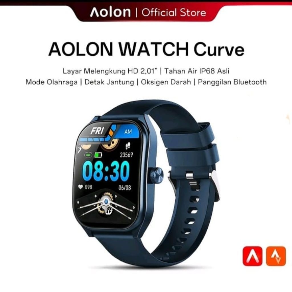 Aolon Curve Jam Tangan Pintar 2026 Produk Baru IP68 Tahan Air Layar IPS Melengkung Kecepatan Lari DI